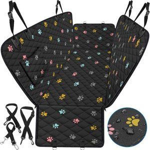 Dog Seat Cover (54" W x 56" L, Colored Paw Prints) Scratch Prevention Cover